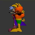 Colorful 3D Cartoon Characters With Blue Purple Cape Red Yellow Horns Arms Outstretched