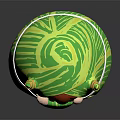 Cute Game Movie Character Wrapped in Green Leaf with Red Hair and Yellow Horns