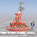 Photo Check in Spot Featuring Giant Silver Hand Sculpture Red Base And Space Equilibrium Infinity