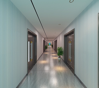 Hotel aisle 3d model