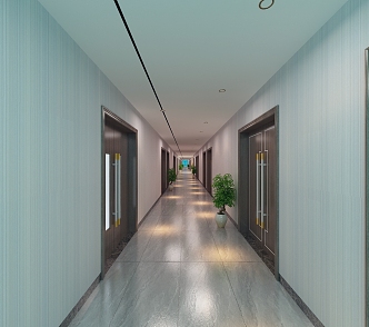 Hotel aisle 3d model