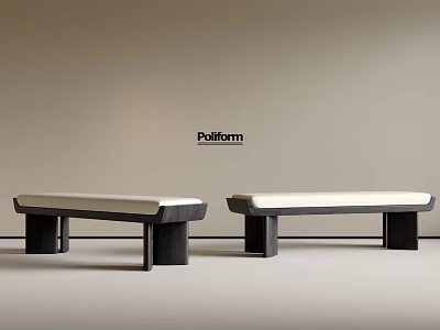 Modern Upholstered Sofa Bench With Wooden Legs And Beige Cushion Top Design 3d model