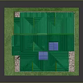 Cartoon Scene of Multi Story House With Green Roof Solar Panels Stone Walls And Balconies
