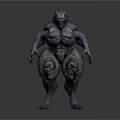 Fierce Horned Monster With Muscular Body Sharp Claws 3D Character Design