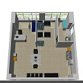 Medical Clinic Interior Layout With Beds Reception Desk Chairs And Curtain Partitions