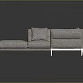 Modern L Shaped Gray Fabric Sofa With Multiple Cushions And Metal Legs Design