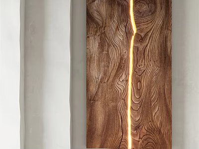 Modern Wooden Wall Decor With Embedded LED Light And Natural Wood Texture For Home Interior 3d model