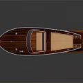 Classic Wooden Brown Boat With Transparent Windshield And Leather Seats For Water Transport