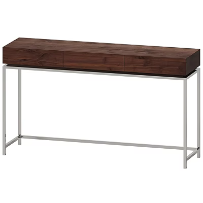 Modern Wooden Desk With Sleek Metal Legs And Drawer Storage Design 3d model