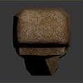 Brown Stone Sculpture With Facial Features Eyes Nose And Mouth On Gray Background