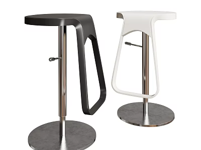 Modern Black And White Bar Stools With Sleek Metal Frame And Round Base 3d model