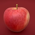 Fresh Red Apple With Yellow Stem Yellowish Hue And Small Dots On Red Background