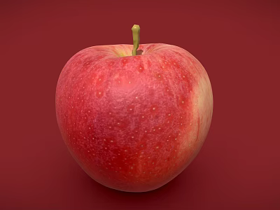 Fresh Red Apple With Yellow Stem Yellowish Hue And Small Dots On Red Background 3d model