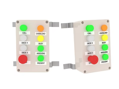 Control Button Panels Featuring Colored Buttons Labels CALL OVERLOAD DECK 4 5 BUZZER ALARM 3d model