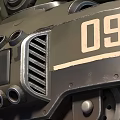 Cartoon Style Green Military Tank With Tracks Number 92 And Circular Lights