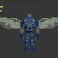 3D Sci Fi Fantasy Humanoid Character With Bat Like Wings And Armored Tech Suit Design