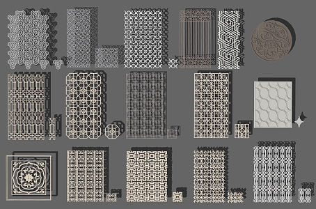 Chinese-style hollowed-out window grilles 3d model