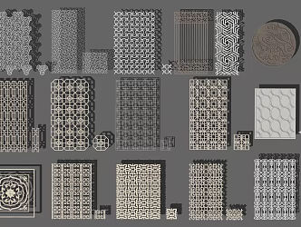 Chinese-style hollowed-out window grilles 3d model