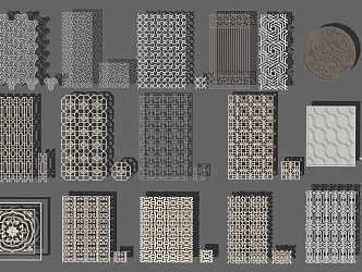 Chinese-style hollowed-out window grilles 3d model