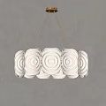 Modern Gold Base Chandelier With Circular Frosted Glass Shades And Soft Ambient Lighting