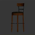 Wooden Bar Stool With Leather Seat And Metal Footrest Backrest Design