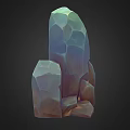 3D Rendered Stacked Rock Formation With Various Sizes Shapes Teal Brown Gradient And Polygonal Texture