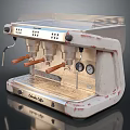 Vintage Electronic Espresso Machine With Stainless Steel Body And Retro Wooden Handles