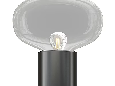 Modern Glass Table Lamp With Transparent Globe Shade And Black Cylindrical Base 3d model