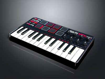 Professional MIDI Controller With Pads Keys And Knobs For Electronic Music Production 3d model