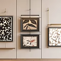 Decorative Hanging Framed Wall Art With Abstract Patterns And Leaf Designs