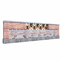Red And Gray Brick Feature Wall With Geometric Decorative Patterns And Base 3d model