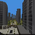 Modern High Rise Residential Buildings With Contemporary Exterior Surrounded By Urban Square And Landscaped Areas
