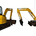 Two Yellow Functional Excavators Featuring Tracked Undercarriage And Shovel Buckets 3d model