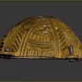 Cartoon Scene With Yellow Turtle Shell Featuring Carved Patterns And Red Bottom Protrusions