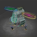 Futuristic Mechanical Drone With Dual Propellers Metallic Structure And Green Lights