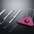 Different Metal Hardware Tools Including Long Cylindrical And Red Triangular Shapes With Ball Design 3d model