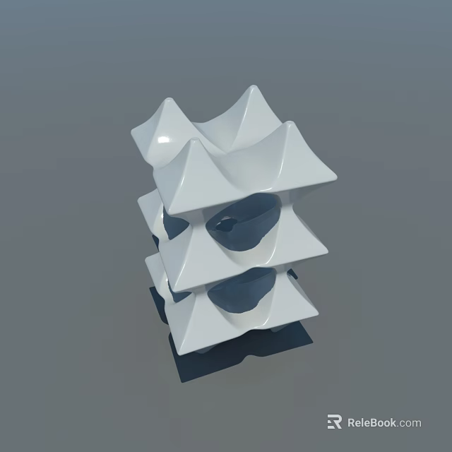 Abstract White Layered Geometric Sculpture With Hollow Sections And Modern Design 3d model 