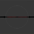 Ornate Staff Weapon with Intricate Carved Metal Ends and Red Shaft Design