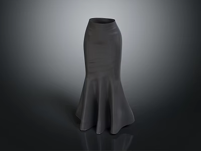 Elegant Gray Mermaid Skirt With Flowy Fabric And Flared Hem Design 3d model