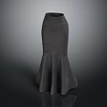 Elegant Gray Mermaid Skirt With Flowy Fabric And Flared Hem Design