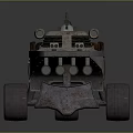 Futuristic Armored Car with Large Wheels Metallic Blue Exterior and Reinforced Roof Structure