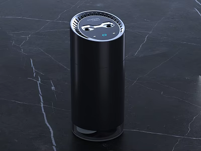 Sleek Black Cylindrical Aromatic Diffuser With Smooth Surface Control Panel And LED Light On Countertop 3d model