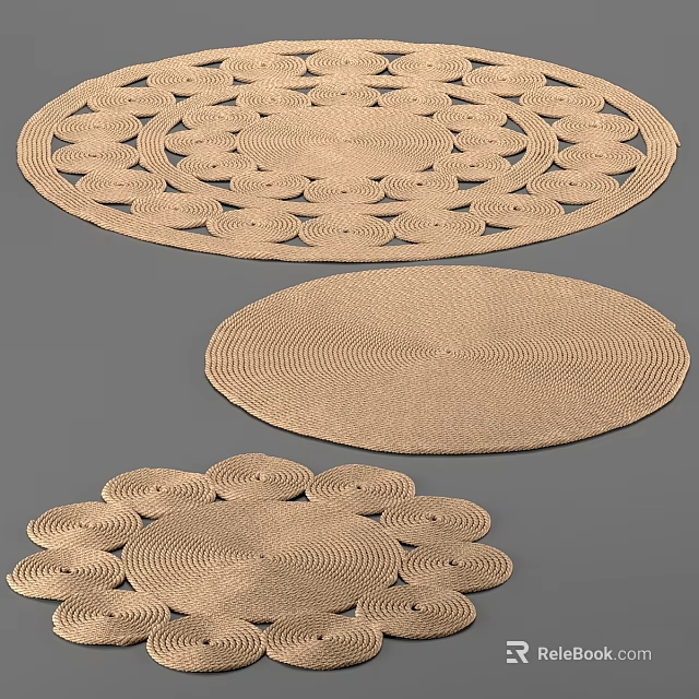Woven Circular Placemats Featuring Various Intricate Patterns And Textures 3d model 