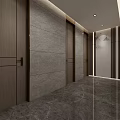 Modern Hotel Bathroom Interior With Marble Walls Wooden Doors And Ambient Lighting
