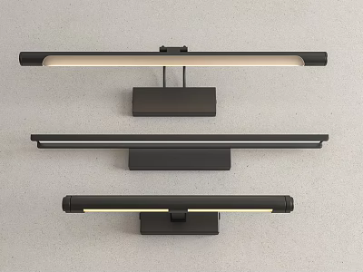 Three Modern Black Linear Wall Lights With Sleek Design For Home Decoration 3d model