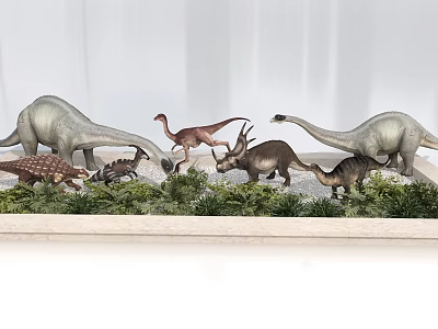 Modern Dinosaur Combination Pterosaur Long-necked Dosaur Plant Heap 3d model