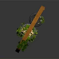 Wooden Arch Shelf With Hanging Green Plant Pots And Tiered Plant Stand