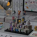Acrylic Display Case With Collectible Cartoon Figures Mario Pikachu And Astronauts