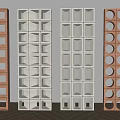 Modern Room Dividers With Wooden White Copper Grid And Circular Cutout Designs