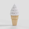 Delicious White Swirled Soft Serve Ice Cream In Crispy Waffle Cone